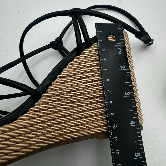 MARC FISHER | Women's 8 Strappy Black Boho Vegan Woven Wedge Zarah Sandals - Picture 9 of 10